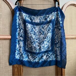 Blue and White Tie-Dye Silk Scarf
